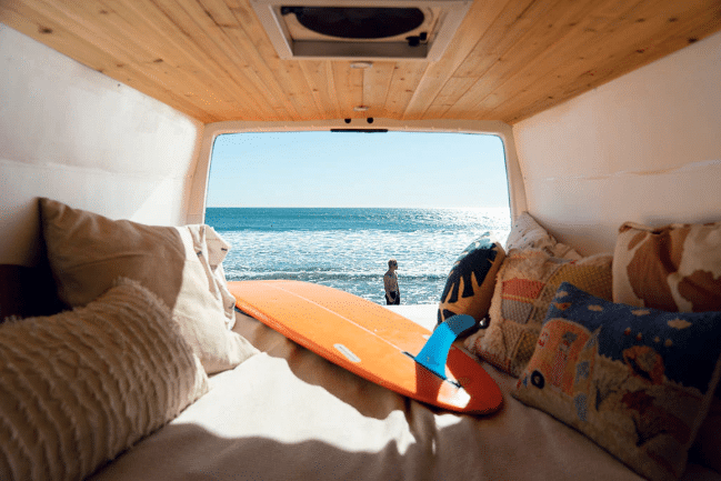 California coast from inside a van