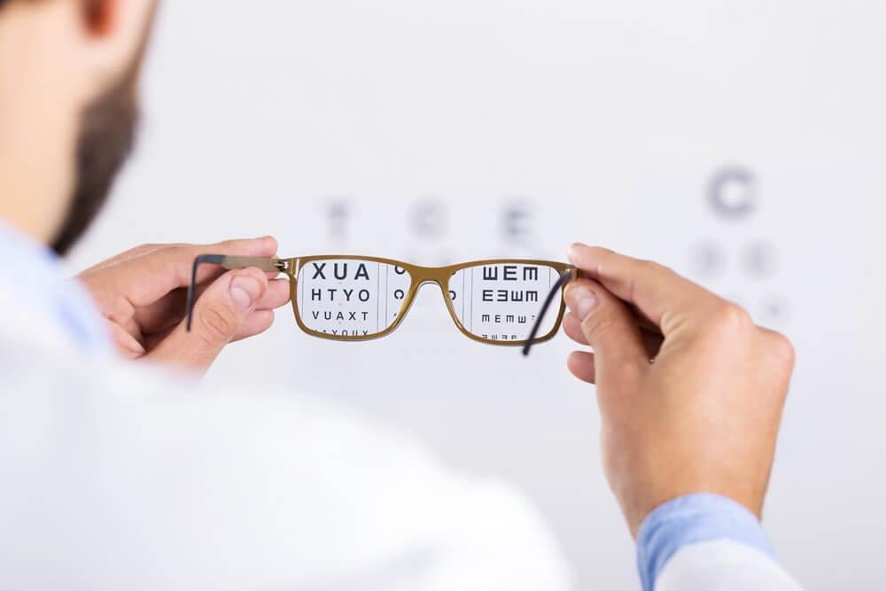 Eye chart seen through eyeglasses